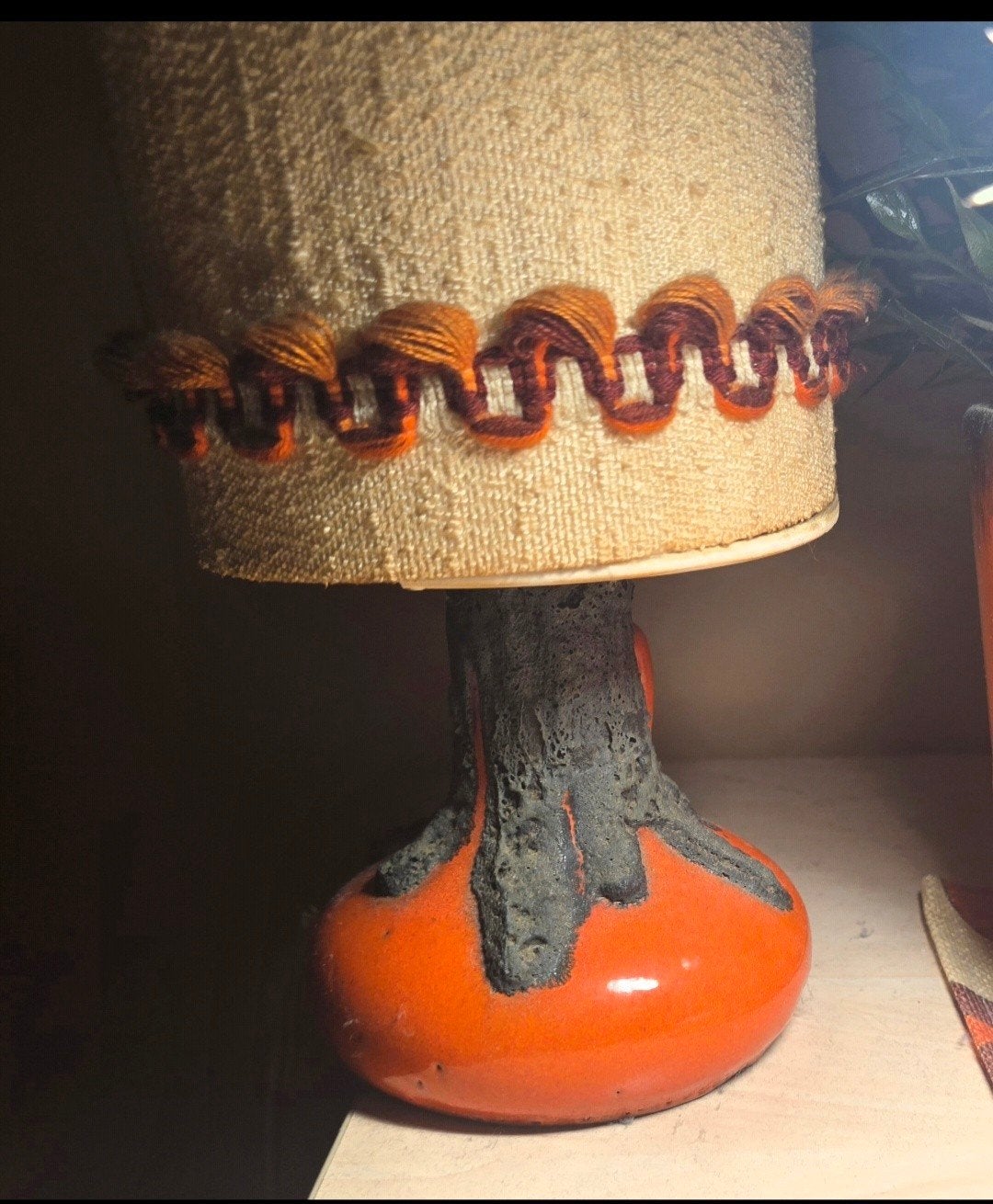 Vintage Fat Lava Tafellampje - Oranje met Structuur, Ophalen