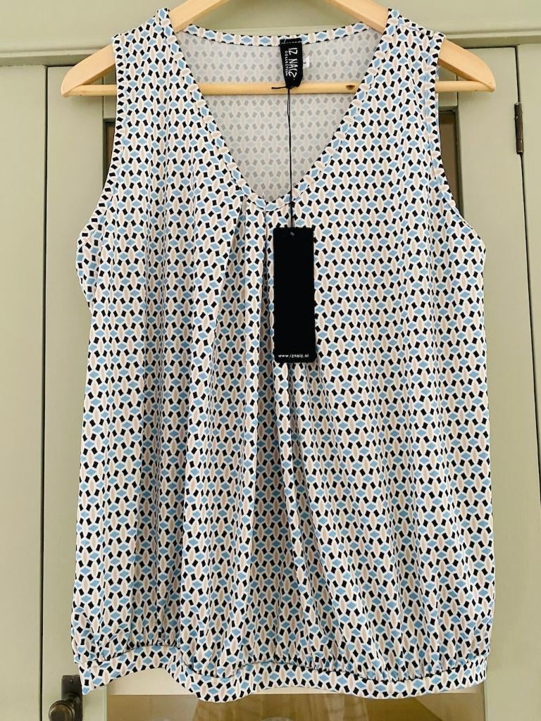 Top Travelstof Iz Naiz Blauw Beige Maat M Nieuw, Maat 38/40 (M), Overige kleuren, Ophalen of Verzenden, Zonder mouw
