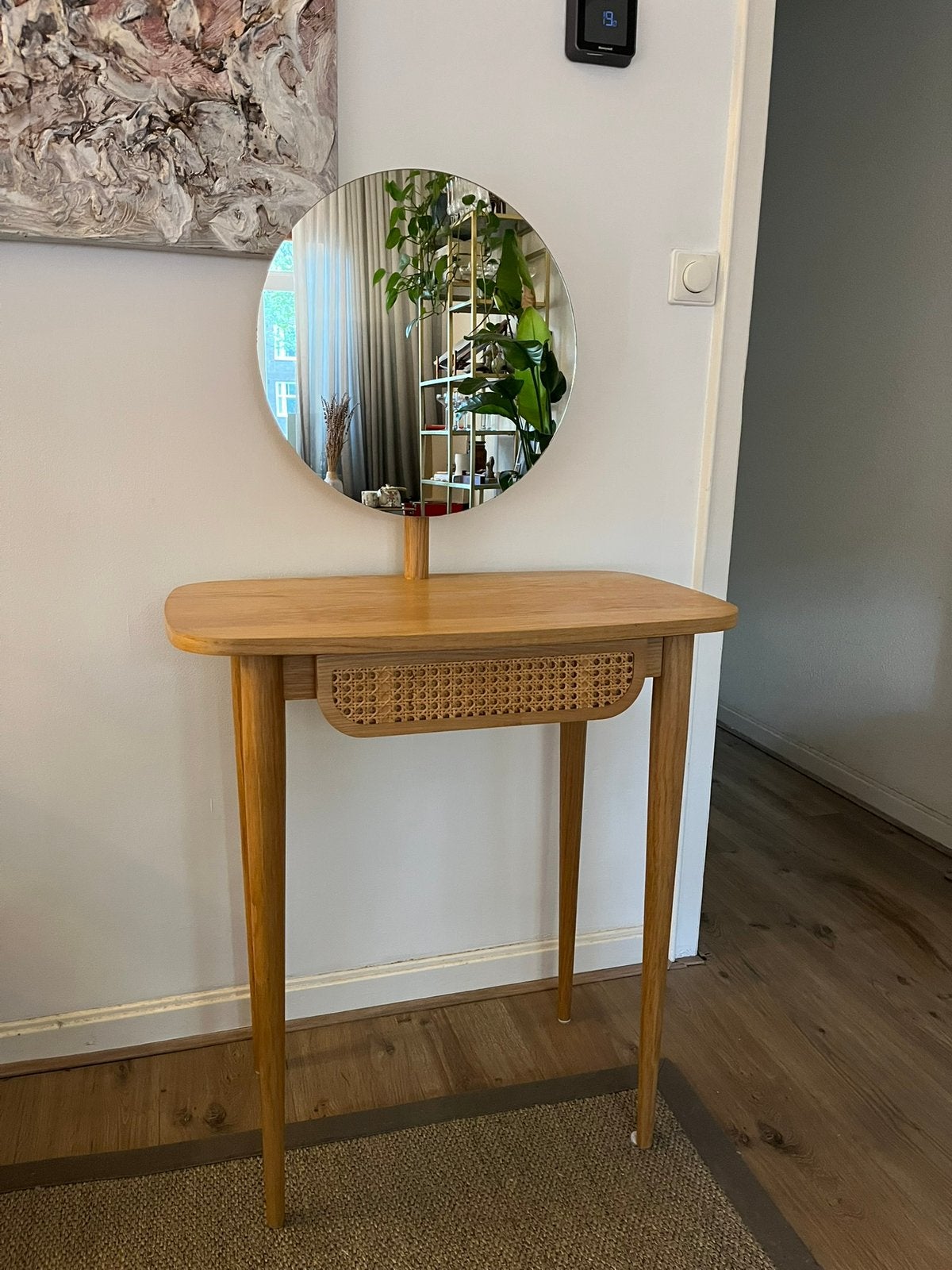 La Redoute kaptafel ‘Buisseau’, mid-century met rotan detail, Ophalen, 100 tot 150 cm, 50 tot 100 cm, Zo goed als nieuw