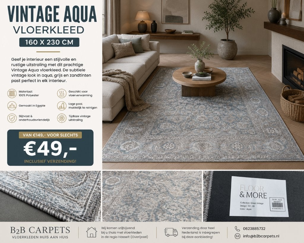 Vloerkleed 160 x 230 cm – Nu slechts €49 incl. verzending!, Hasselt, 150 tot 200 cm, Ophalen of Verzenden, B2B Carpets