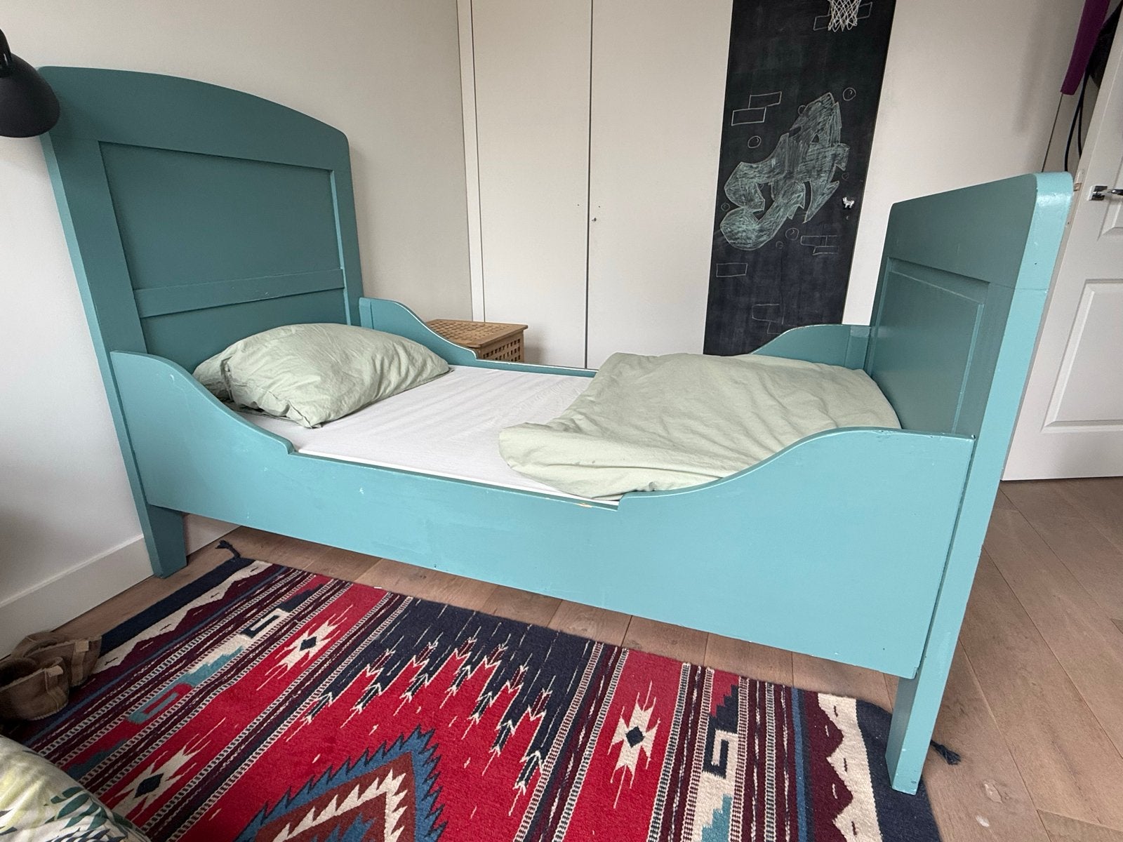 GRATIS Houten kinderbed (ledikant) - 182x93 cm - Groen, Huis en Inrichting, Ophalen, Gebruikt, Eenpersoons, 190 cm of minder