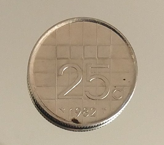 25 cent 1982, used ,  volgnr 40, Ophalen of Verzenden, Koningin Beatrix, 25 cent, Losse munt