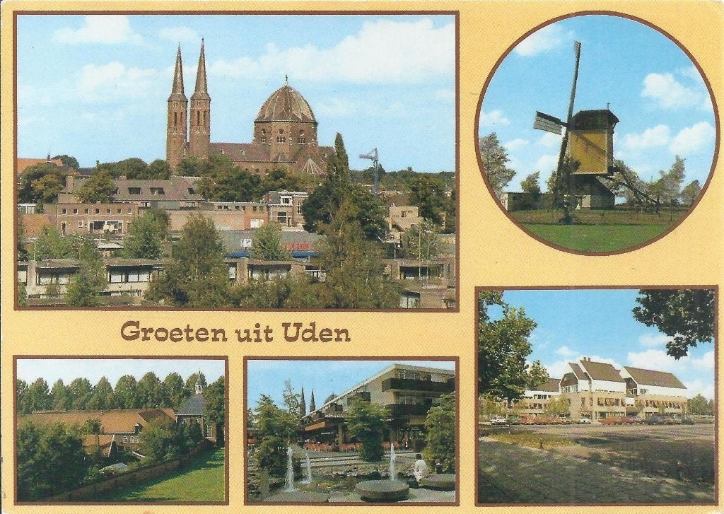 Uden gelopen Ansichtkaart ( B56), Ophalen of Verzenden, 1980 tot heden, Gelopen