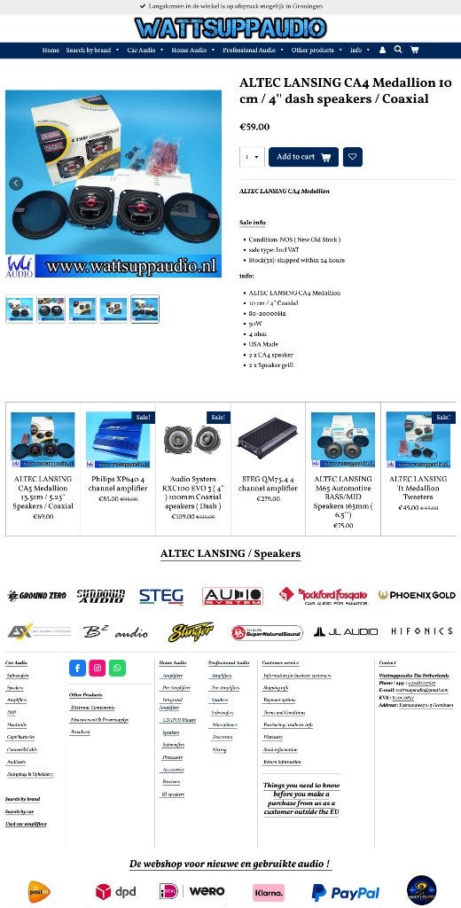 ALTEC LANSING CA4 Medallion 10 cm/4'' dash speakers/Coaxial, Nieuw, Ophalen of Verzenden, Support@alteclansing.com, .