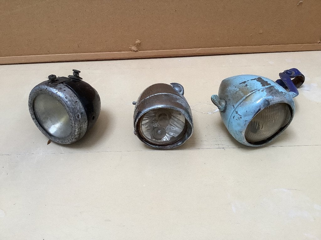 Drie vintage fietslampen, Ophalen of Verzenden