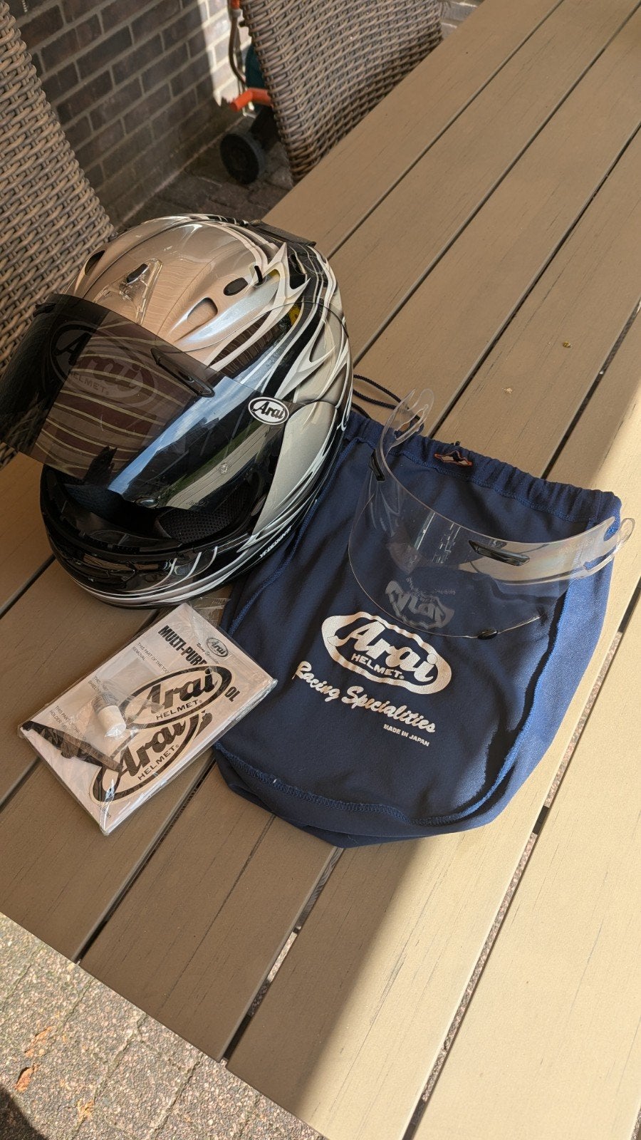 Arai RX7 -Randy Mamola  - YF design -  Maat S, Motoren, Kleding | Motorhelmen, Arai, Heren, Ophalen of Verzenden, Integraalhelm