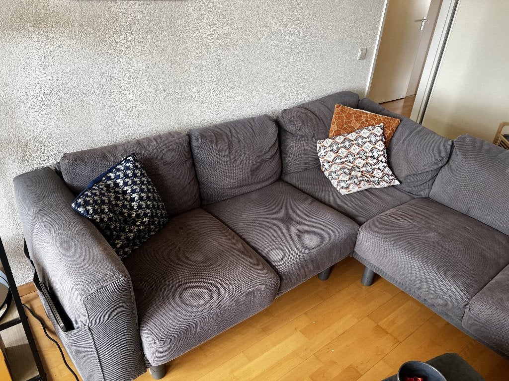 Hoekbank NORSBORG IKEA te koop 4-zits donkergrijs, Ophalen, 250 tot 300 cm, Gebruikt, Hoekbank