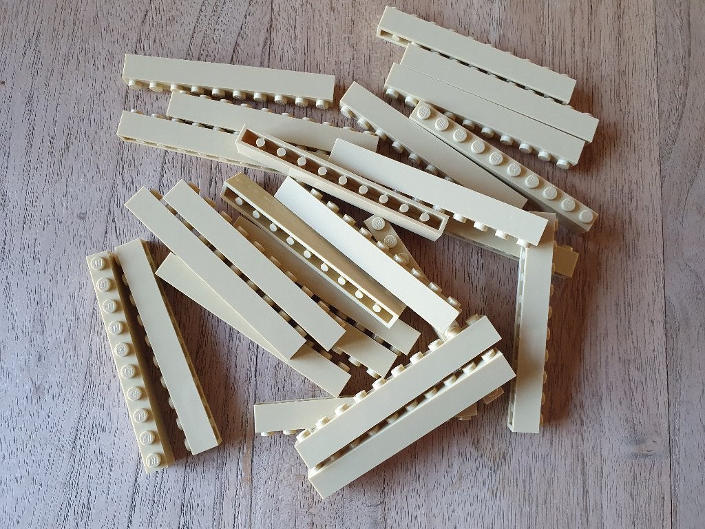 Partij J133=25x Nieuwe Lego Tan stenen 1x10, Lego, Lego, Lego, Nieuw