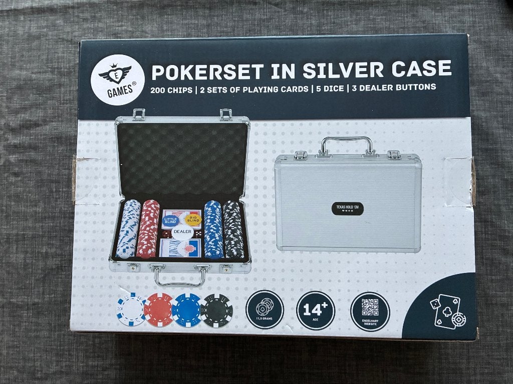 Pokerspel in zilverkleurige koffer, Hobby en Vrije tijd, Vijf spelers of meer, Ophalen of Verzenden, Nieuw, E-Games