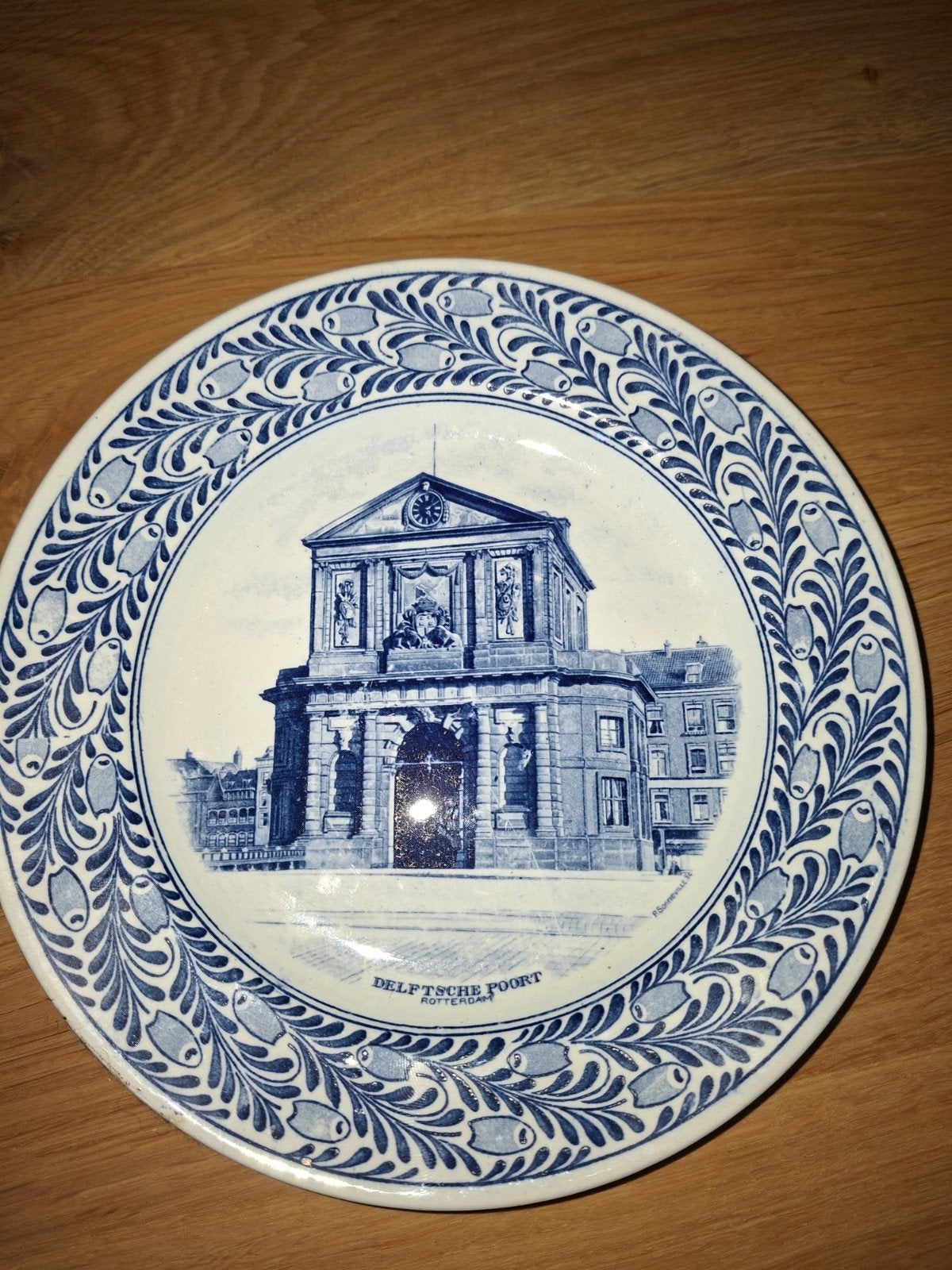 Antiek Delfts Blauw bord - Delftsche Poort Rotterdam, Ophalen of Verzenden