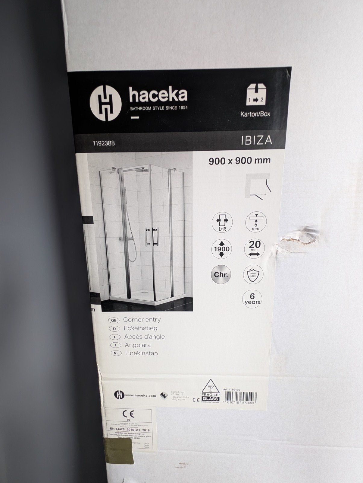 HACEKA Ibiza Douchecabine 900x900, Ophalen, Nieuw, Chroom, Douche