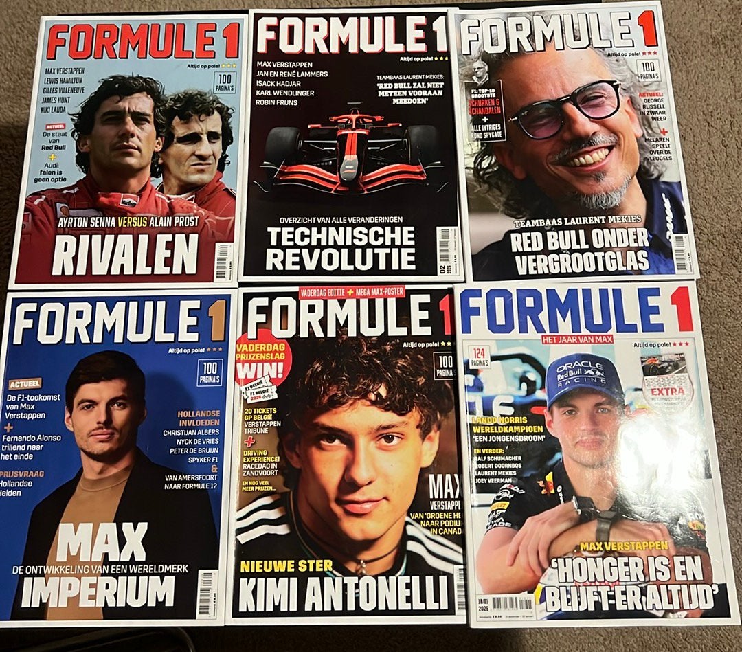 6 Tijdschriften  Formule1 met Poster Max Verstappen., Ophalen of Verzenden, Zo goed als nieuw, Sport en Vrije tijd