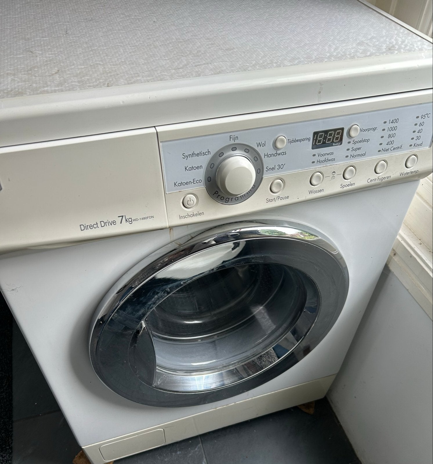 LG Direct Drive 7kg Wasmachine - Kan nog een ronde mee, Witgoed en Apparatuur, Wasmachines, Ophalen, Gebruikt, Voorlader, 85 tot 90 cm
