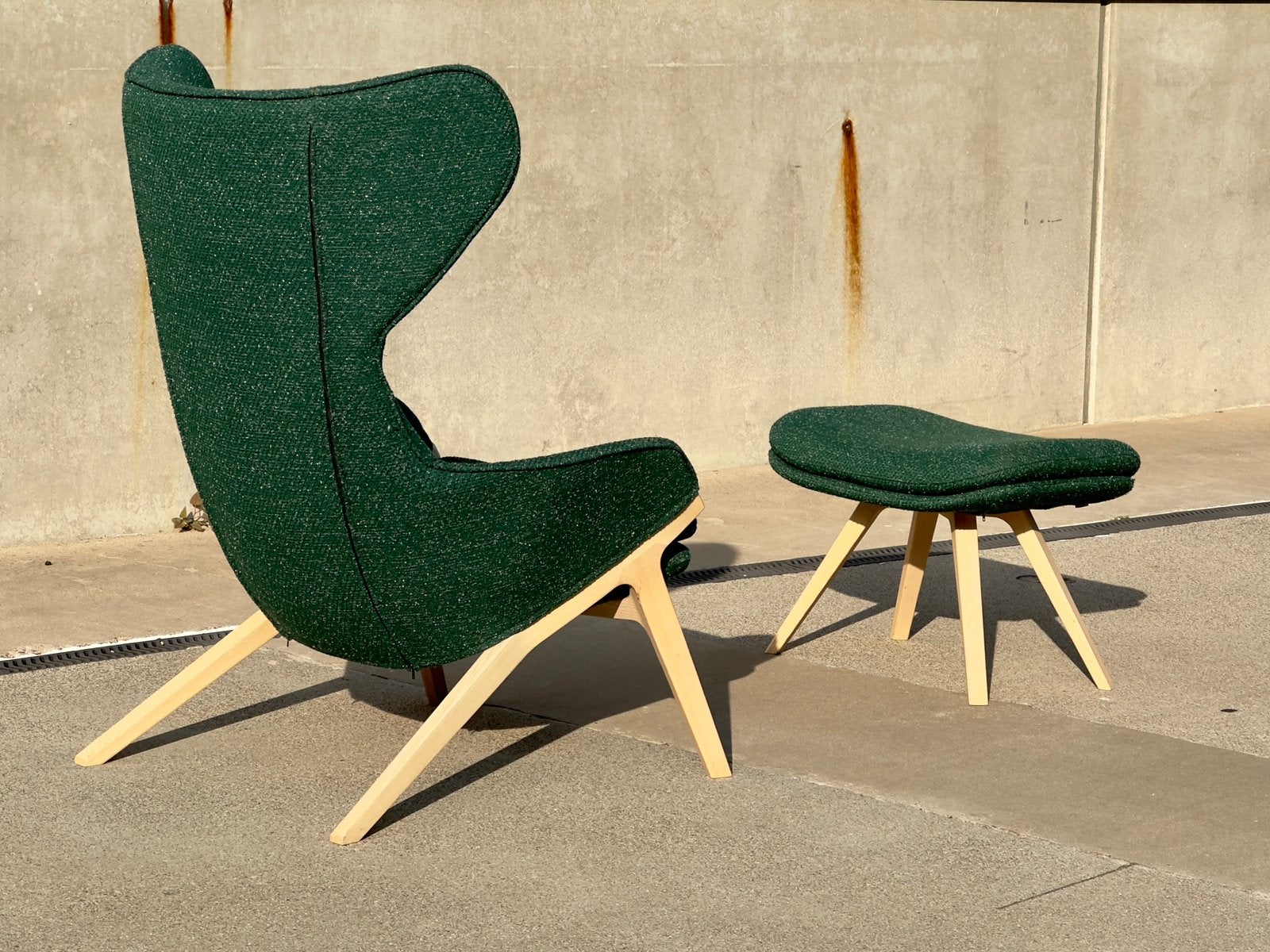 CASSINA P22 design fauteuil plus hocker groen | essen, Huis en Inrichting, Hout, |, Ophalen of Verzenden, Zo goed als nieuw