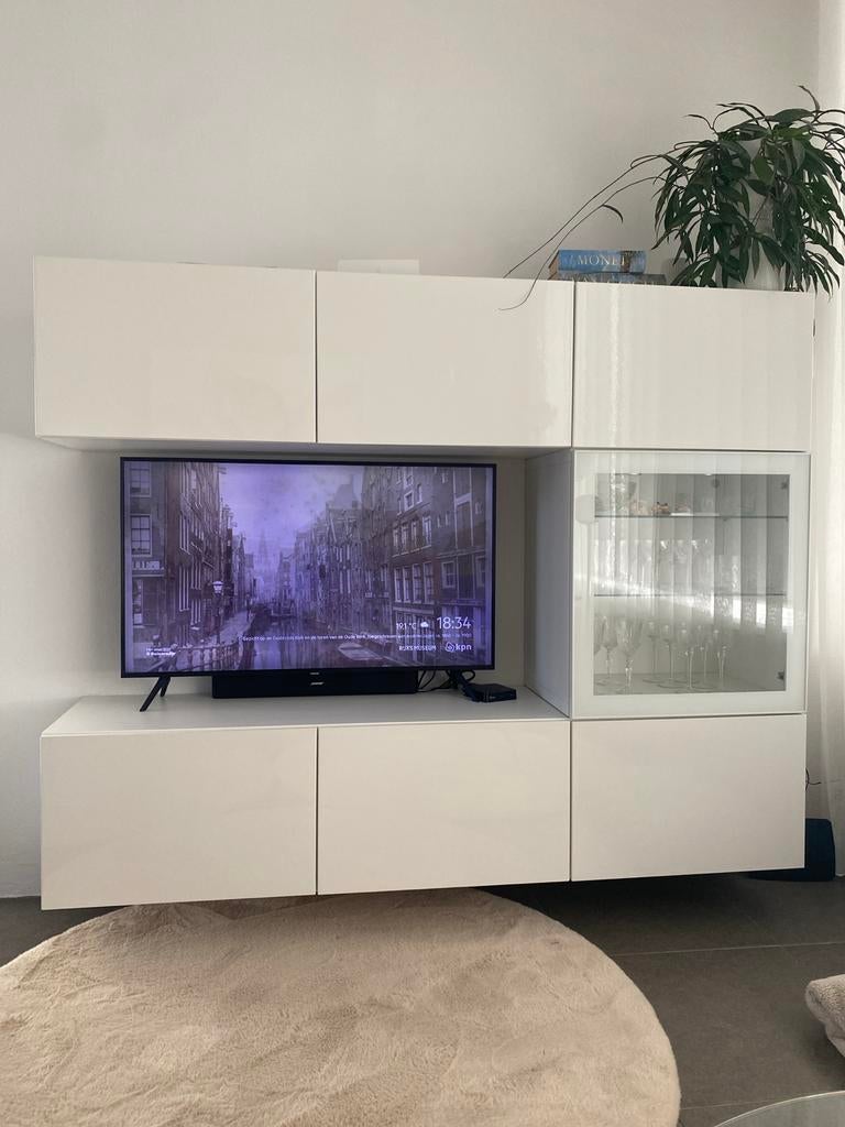 Ikea BeståÊBestå tv-meubel/wandkast hoogglans wit, Ophalen, Kunststof, Gebruikt, 200 cm of meer