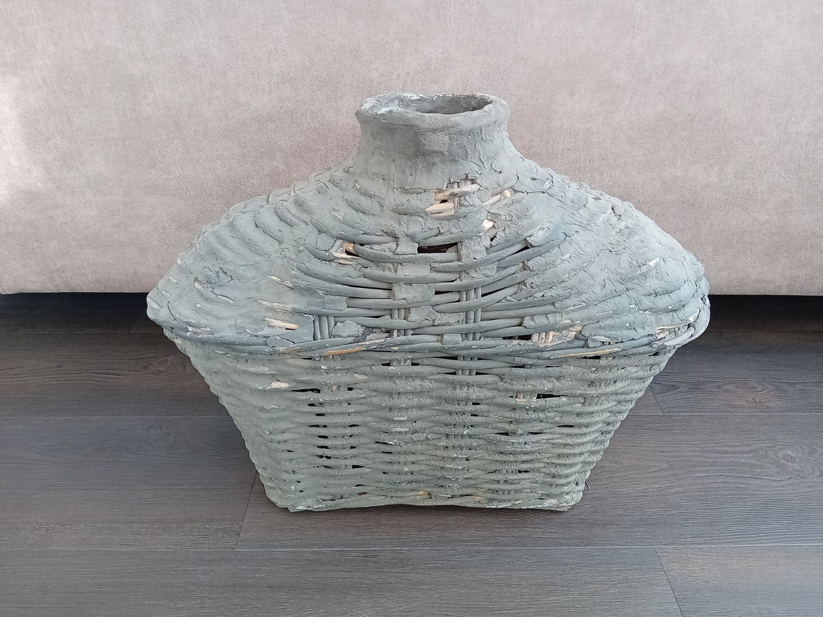 Grote leemmand - Stoer, sober, landelijk, Hoffz-stijl, Ophalen, Natuurlijk materiaal, Grijs, Landelijk