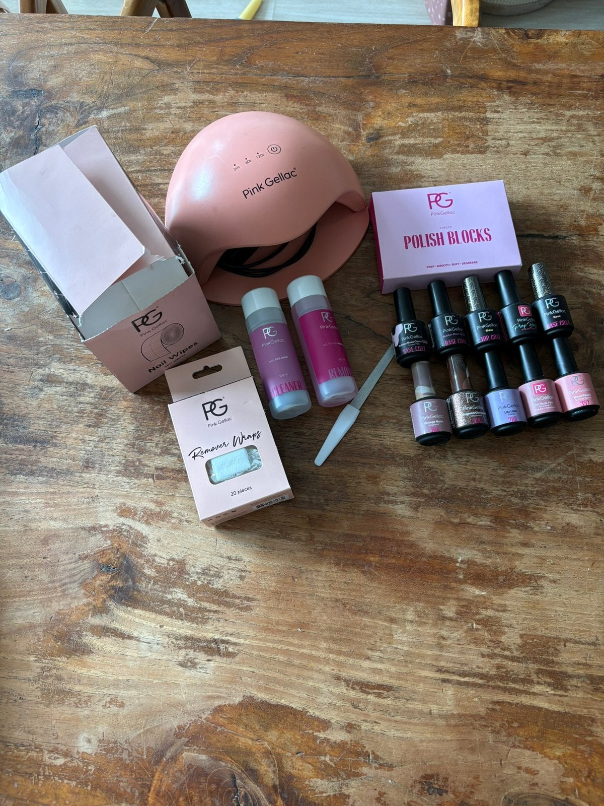 Pink gellac starterset koraal, Ophalen of Verzenden, Zo goed als nieuw, Overige kleuren, Handen en Nagels