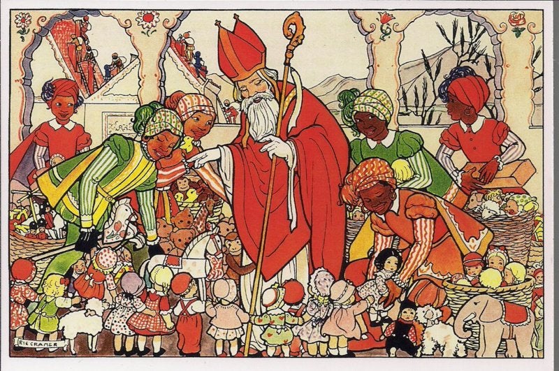 Bont Sinterklaas feest- Rie Cramer prentbriefkaart [C9604], Ophalen of Verzenden, 1980 tot heden, Ongelopen, Overige thema's