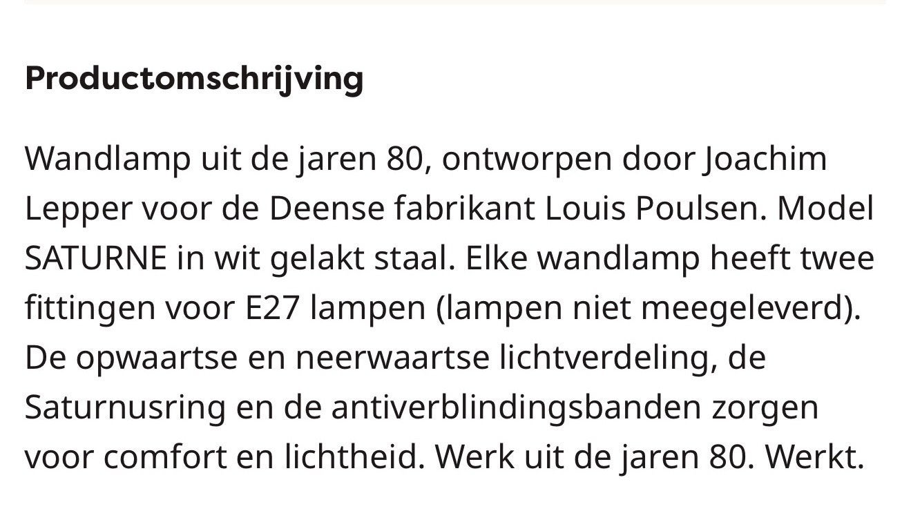 Louis Poulsen wandlamp wit, Ophalen of Verzenden, Zo goed als nieuw, Metaal