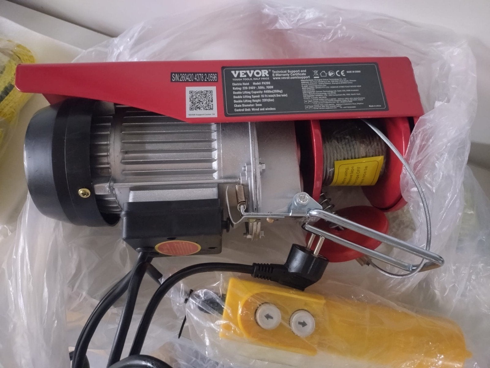 Vevor Elektrische Takel PA200 - Nieuw in doos, Ophalen of Verzenden