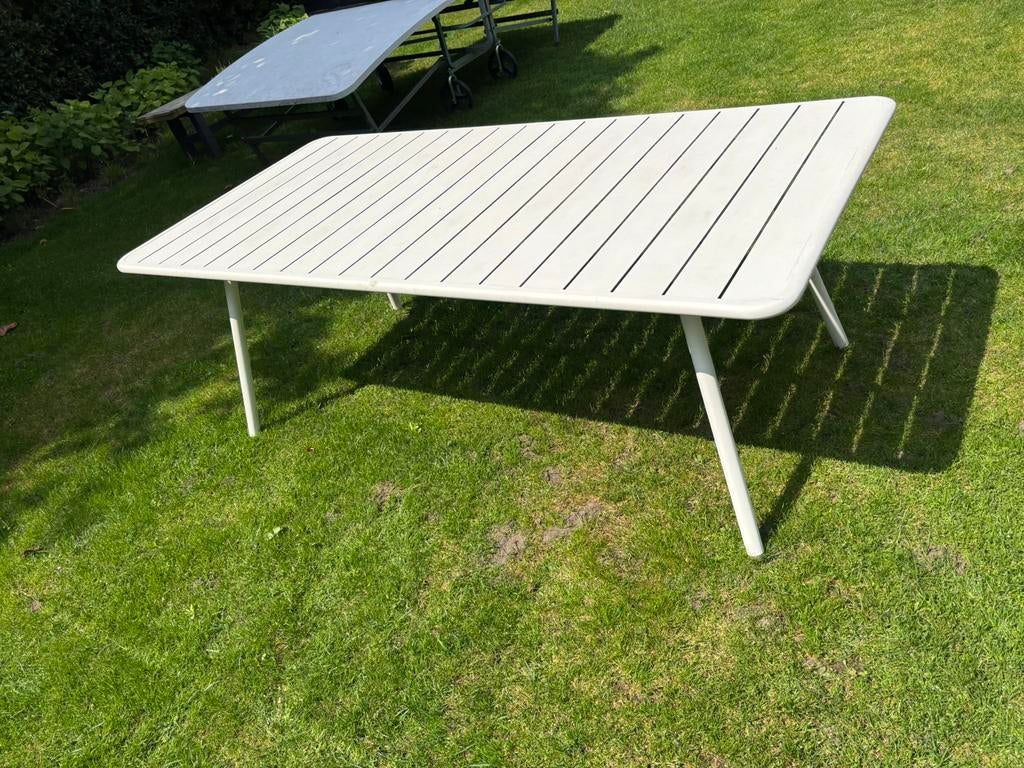 Fermob Luxembourg tafel 207x100 - cotton white, Tuin en Terras, Ophalen, Gebruikt, Rechthoekig, Aluminium