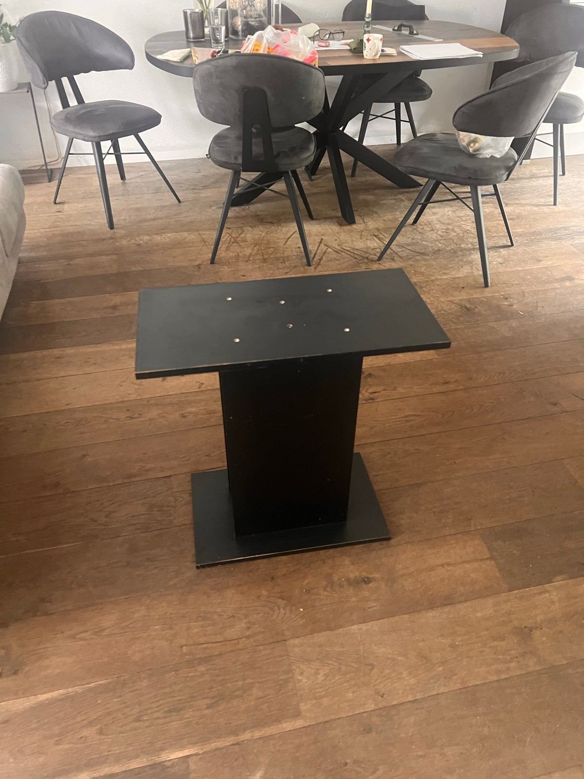Zwarte standaard voor visglas of decoratie, Ophalen of Verzenden, Gebruikt