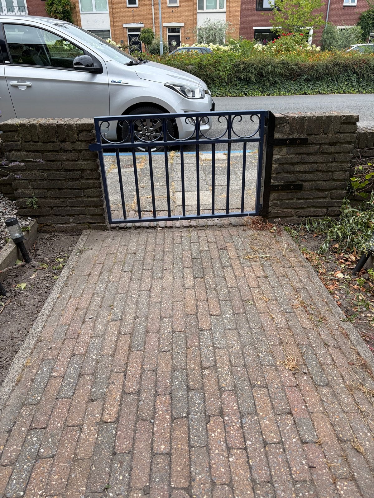 Blauwe ijzeren looppoort, Tuin en Terras, Tuinpoorten, Gebruikt, Looppoort, IJzer, Minder dan 100 cm, 100 tot 150 cm, Ophalen