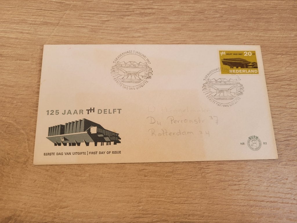Eerstedagenvelop - 125 jaar TH Delft 1842- 1967 ~ HH7109, Postzegels en Munten, Postzegels | Eerstedagenveloppen, Ophalen of Verzenden