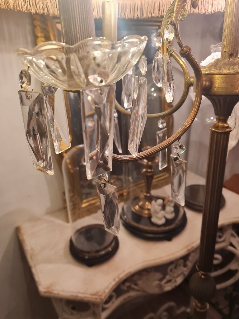 Bijna antieke vloerlamp met kristallen pegels foto 1 t/m 6, Antiek en Kunst, Ophalen