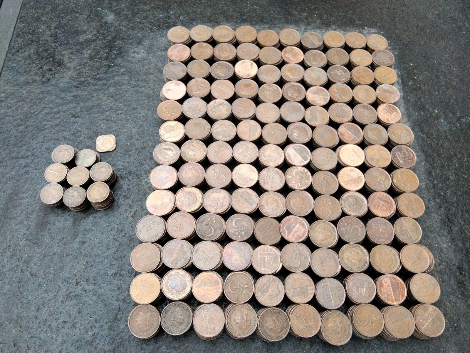 Grote partij Nederlandse 5 en 1 cent munten, Ophalen of Verzenden, Koningin Juliana, 5 cent, Losse munt