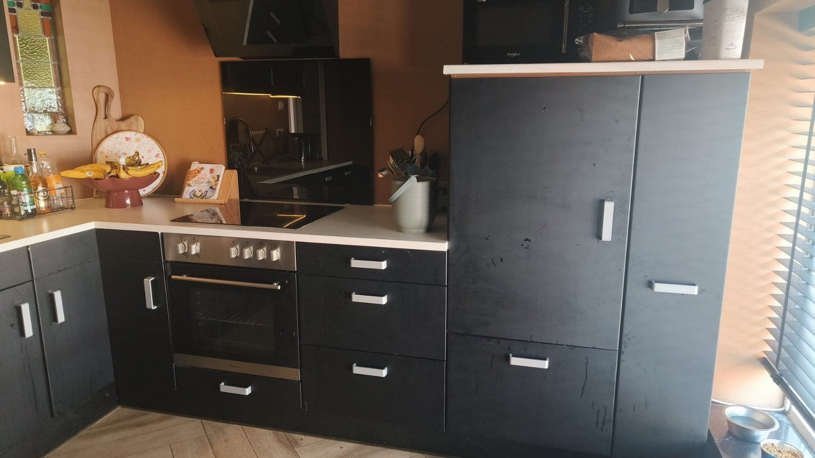 complete keuken in hoek, Ophalen, Gebruikt, Zwart, Hoekkeuken
