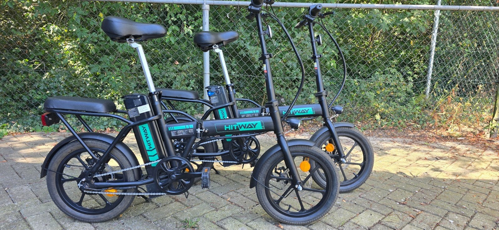 2x elektrishe vouwfietsen HITWAY, Ophalen of Verzenden, Zo goed als nieuw, Totaal opvouwbaar, 16 tot 18 inch