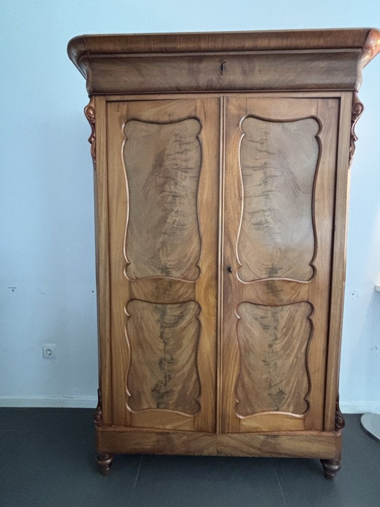 Prachtige Antieke Biedermeier Meidenkast – Gevlamd Mahonie , Ophalen