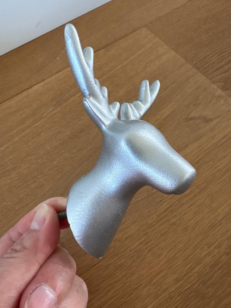 Wandhaak hert zilverkleurig - Decoratieve kapstokhaak, Ophalen of Verzenden, Zo goed als nieuw, Metaal