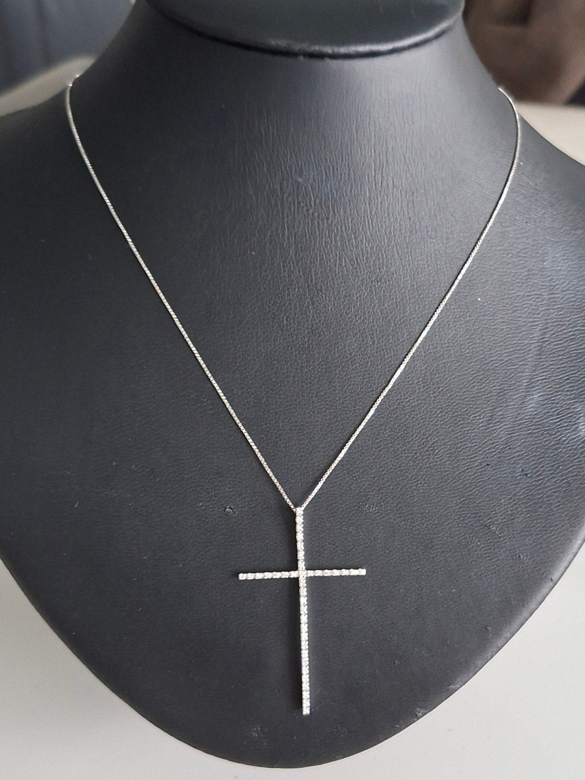 wit gouden  ketting met kruis 18 karaat met 45 diamandjes, Sieraden, Tassen en Uiterlijk, Verzenden, Wit, Goud