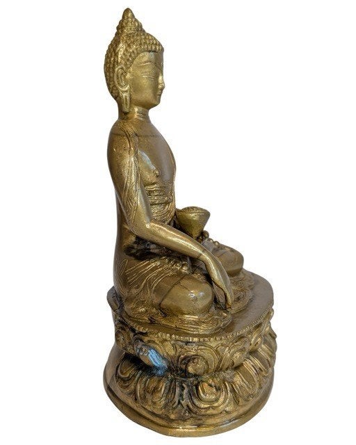 19e-eeuwse Tibetaanse Boeddha – vuurverguld brons - 087, Gebruikt, 21 cm, Ophalen of Verzenden, Goud