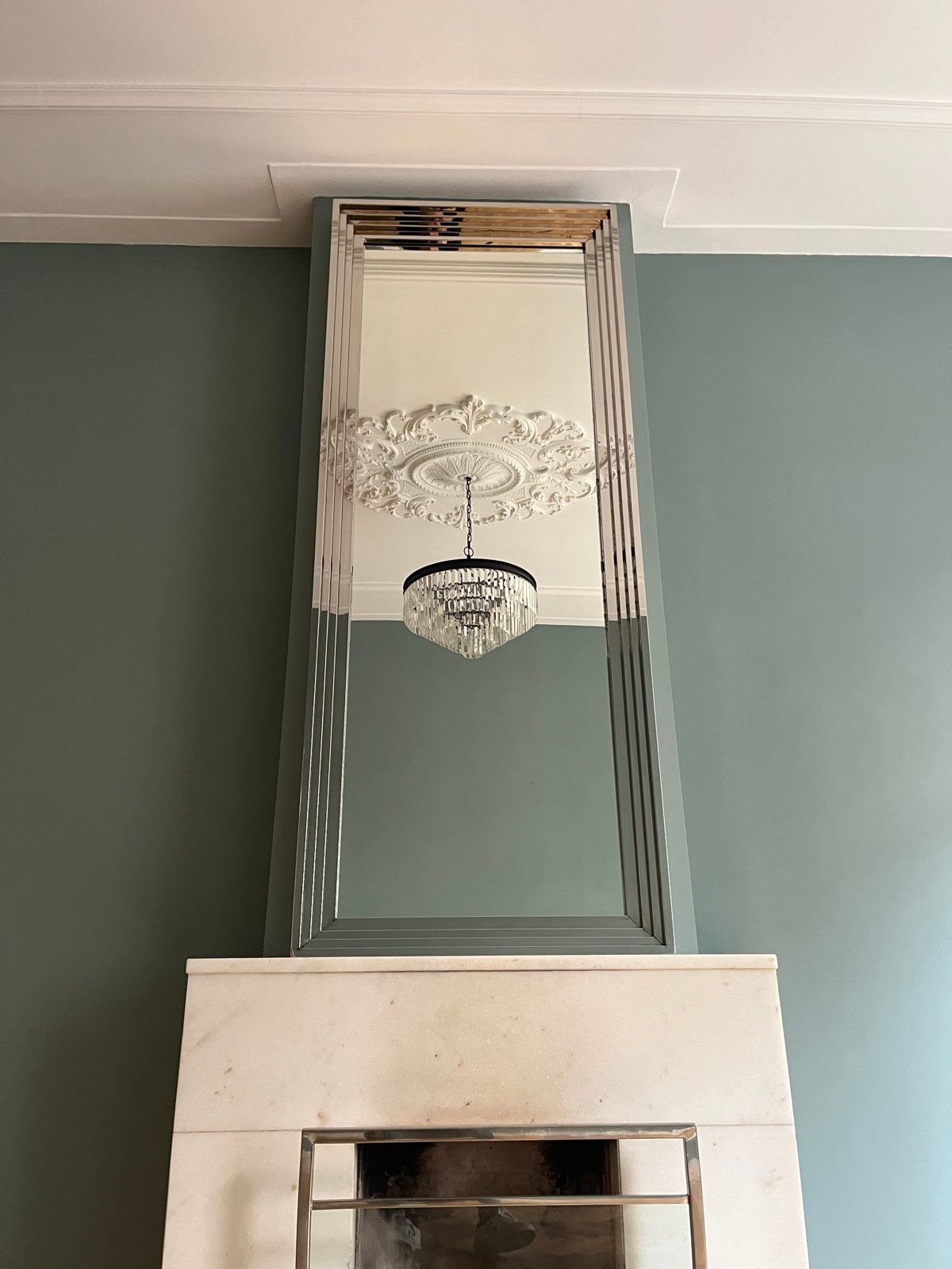 Grote Art Deco spiegel met facetgeslepen randen, Antiek en Kunst, Ophalen, Rechthoekig, 50 tot 100 cm, 200 cm of meer