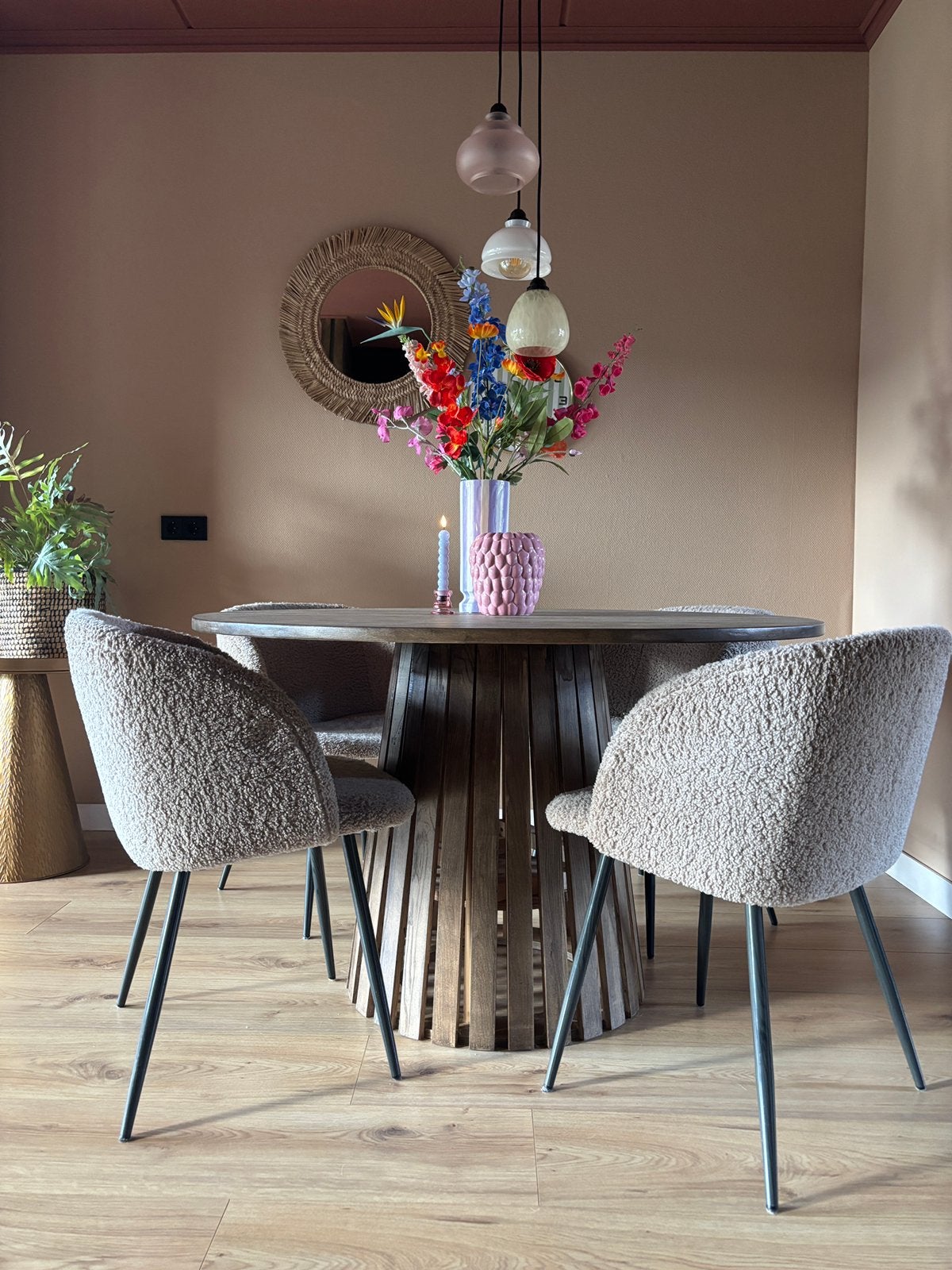 4 teddy eetkamerstoelen sostrene beige stoel Scandinavisch, Ophalen, Metaal, Gebruikt, Overige kleuren