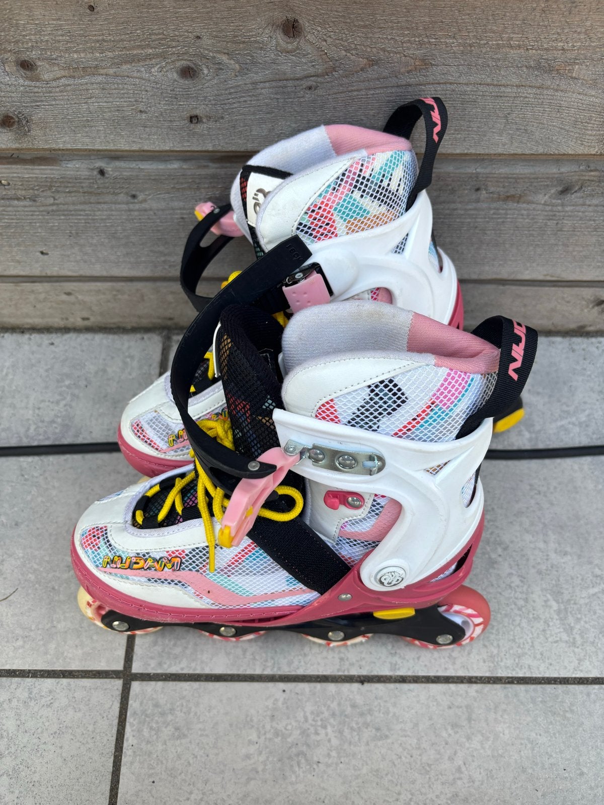 Nijdam Verstelbare kinder inline skates - Roze/Wit, Kinderen, Inline skates 4 wielen, Ophalen, Overige merken