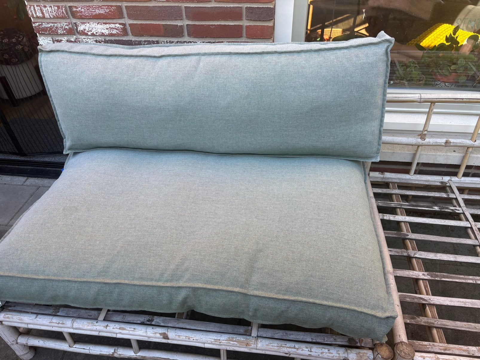 Bamboe tuinbank, Tuin en Terras, Tuinbanken, Ophalen, Zo goed als nieuw, Rotan