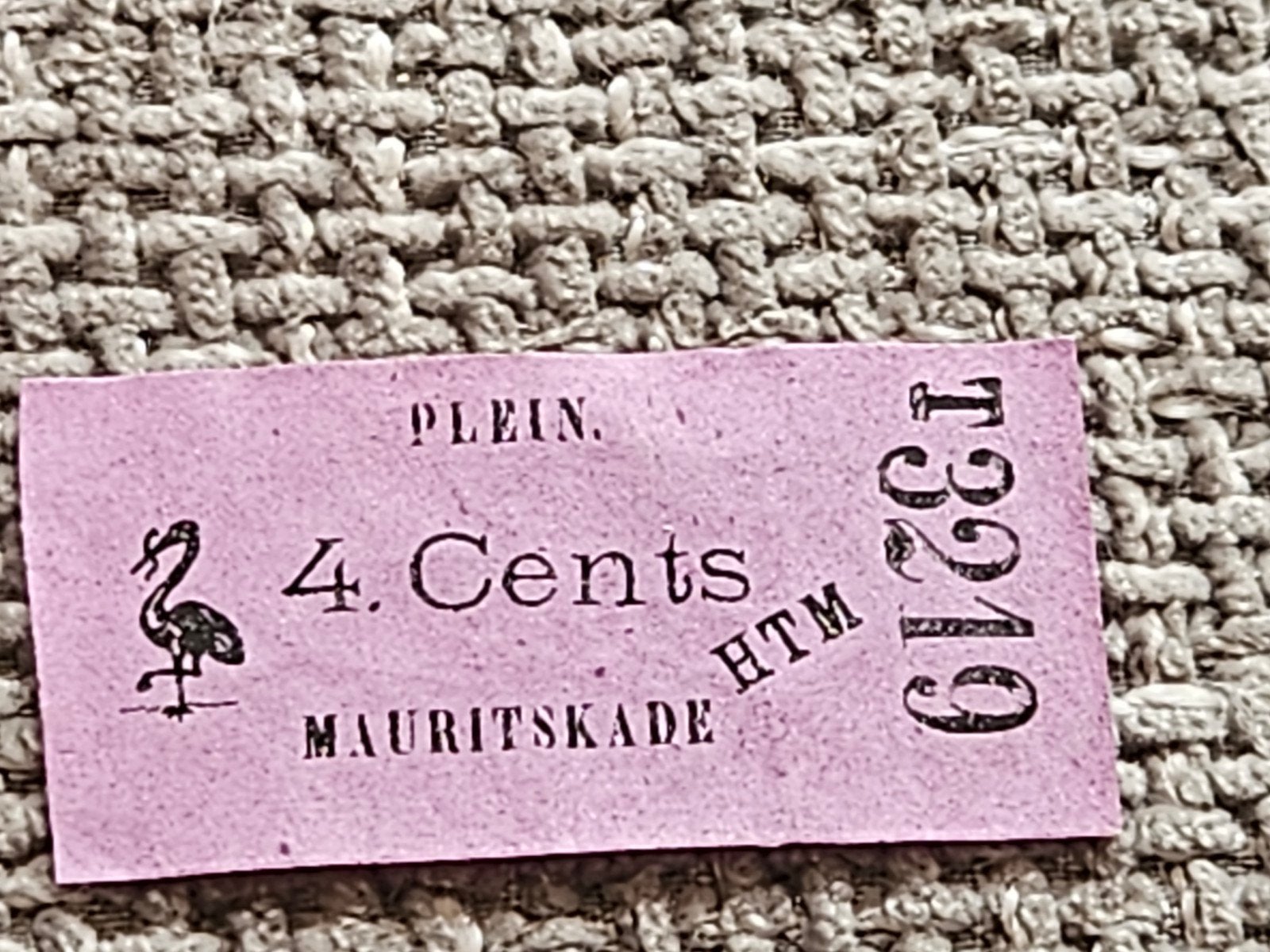 HTM tramkaartje 4 Cent Mauritskade Plein T3219, Verzamelen, Spoorwegen en Tramwegen, Ophalen of Verzenden, Gebruikt