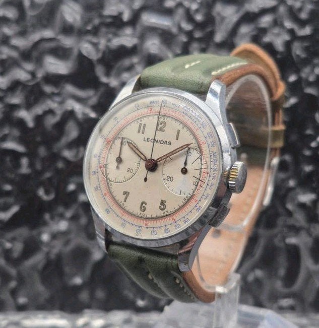 Leonidas HEUER Vintage Chronograaf Landeron 48 Uurwerk, Sieraden, Tassen en Uiterlijk, Staal, Leonidas, Leonidas, Omega