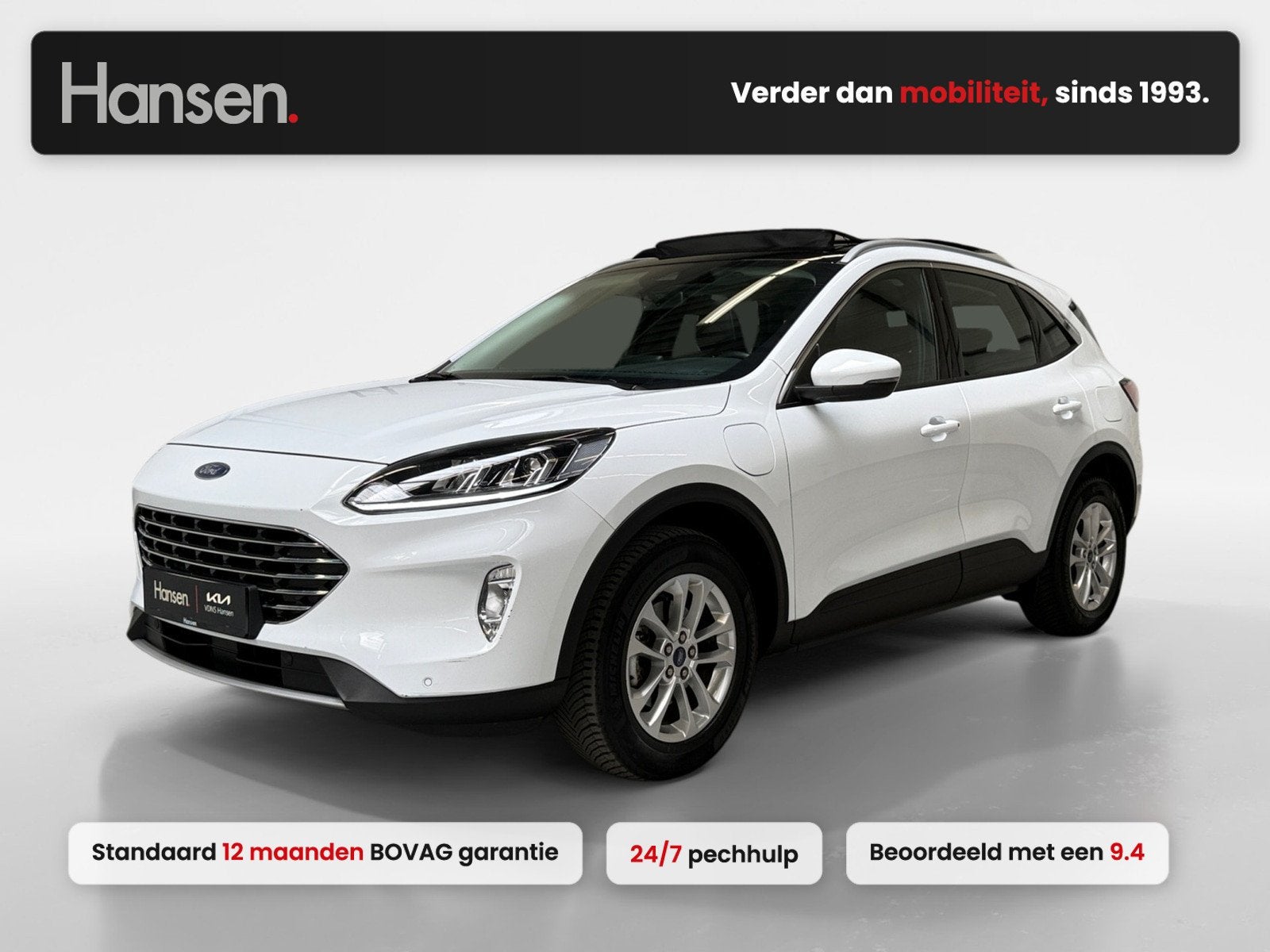 Ford Kuga 2.5 PHEV Titanium I Panoramadak I Stoelverwarming, Auto's, Gebruikt, 4 cilinders, Wit, Plug-in hybride