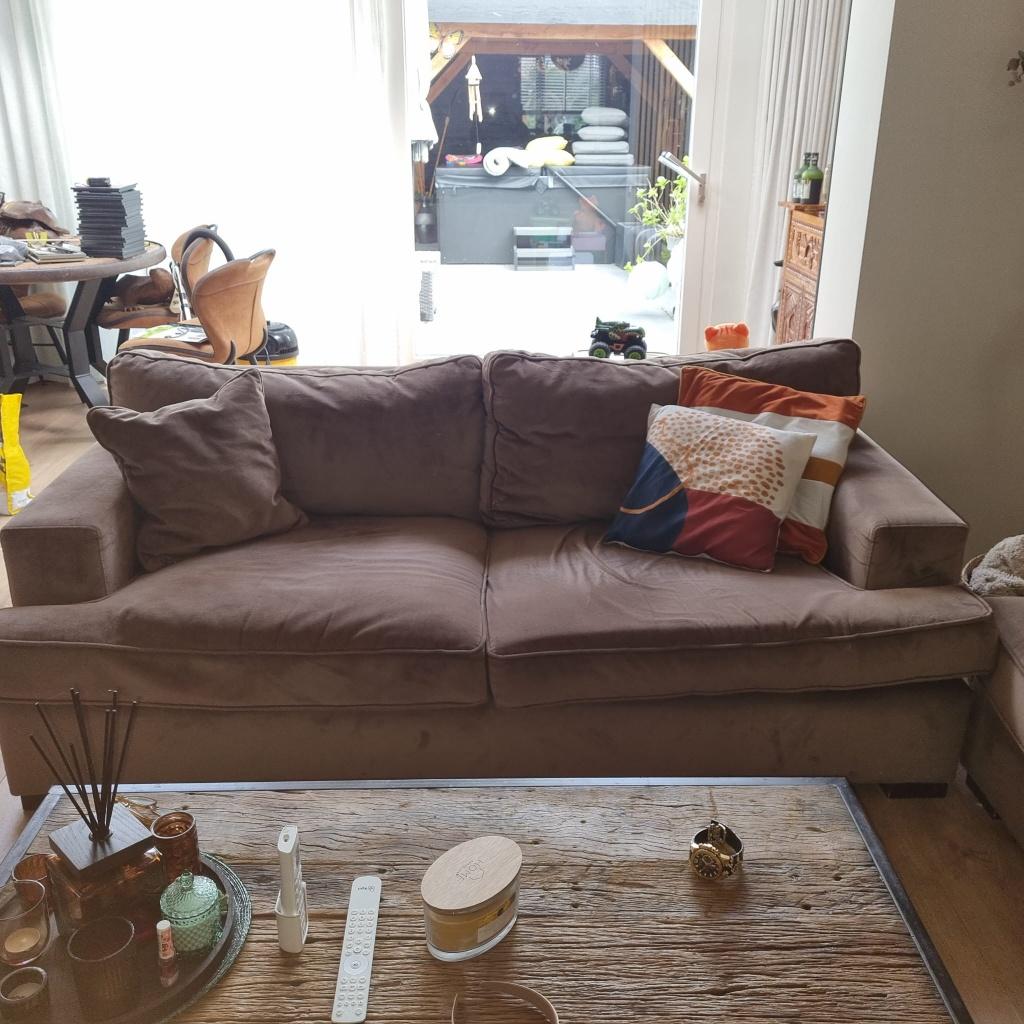 Velvet bankstel en oorfauteuil, Huis en Inrichting, Banken | Bankstellen, Ophalen, Klassiek, 150 tot 200 cm, 75 tot 100 cm