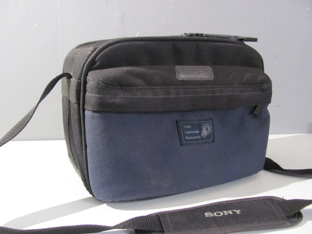 Sony camcordertas met schouderband, Blauw, Ophalen of Verzenden, Zo goed als nieuw, Sony