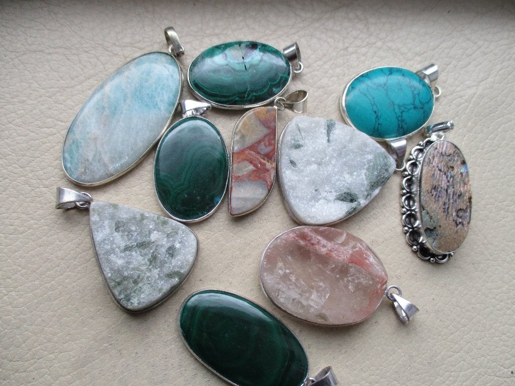 partij natuursteen hangers mix 10, Overige kleuren, Nieuw, Ophalen of Verzenden, Steen of Mineraal