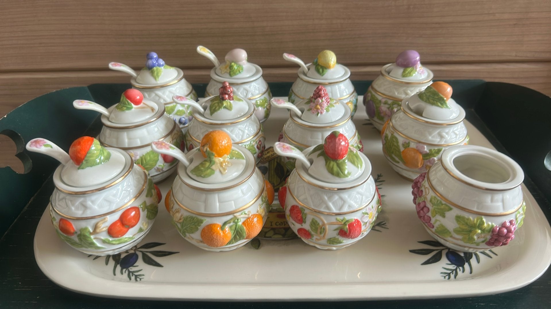 9+2+1 Vintage! Le Cordon Bleu jampotjes Franklin Mint 1988, Ophalen of Verzenden, Zo goed als nieuw, Porselein, Overige typen