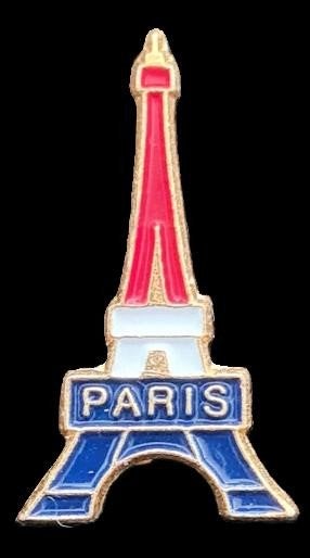 Paris Eiffeltoren- rood wit blauw- gelakt pin, Verzamelen, Verzenden, Nieuw, Transport, Speldje of Pin