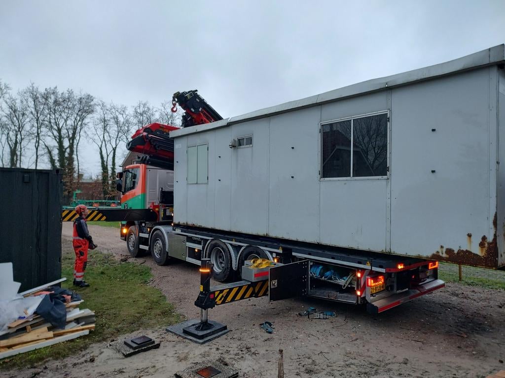 Schaftkeet 2,80x7,60m met toilet en extra bergruimte, Ophalen, Gebruikt