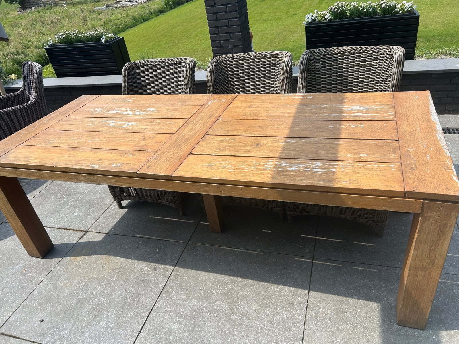 Robuuste Teakhouten Tuintafel, Ophalen, Gebruikt, Rechthoekig, Teakhout